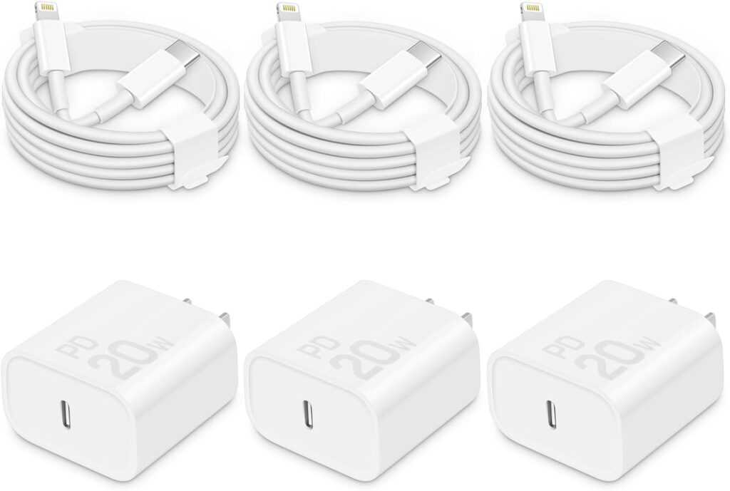 i Phone Charger Fast Charging-20W USB-C Wall Charger Block with 6 Ft Charger Cord [MFi Certified] Compatible with IP 14/13/12/11/X Series, i Pad & More [3Pack]