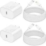 i Phone Charger 10Ft Fast Charging【MFi-Certified】 2-Pack 20W PD Fast Charger with 6Ft Fast Charging Cable, Type C Fast Charging Block & Fast Charger Cord for IP 14/13/12/11, i Pad & More