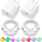 iPhone Charger Fast Charging, USB C Charger, iPhone 14 Charger, 2 Pack 20W USB C Wall Charger Block with 2 Pack 6FT USB C to Lightning Cable for iPhone 14 13 12 11 Pro Max XR XS X, iPad,AirPods Pro