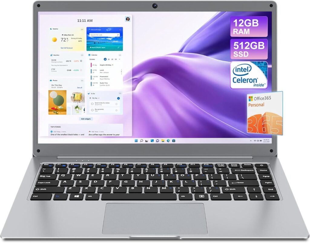 jumper Laptop, Office 365 One-Year, 12GB RAM 512GB SSD, Celeron N4000 CPU, Notebook Computer with 14″ FHD 1080P Display, 35.52WH Battery, 2 Speakers, 2.4G+5G WiFi, Portable Business Laptops.(Gray) jumper Laptop, Office 365 One-Year, 12GB RAM 512GB SSD, Celeron N4000 CPU, Notebook Computer with 14″ FHD 1080P Display, 35.52WH Battery, 2 Speakers, 2.4G+5G WiFi, Portable Business Laptops.(Gray)