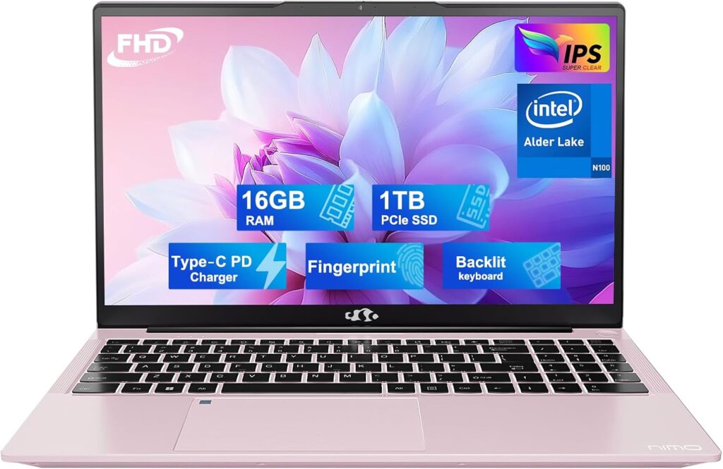 NIMO 15.6 FHD Student Laptop, 16GB RAM, 1TB SSD, Intel Penti…